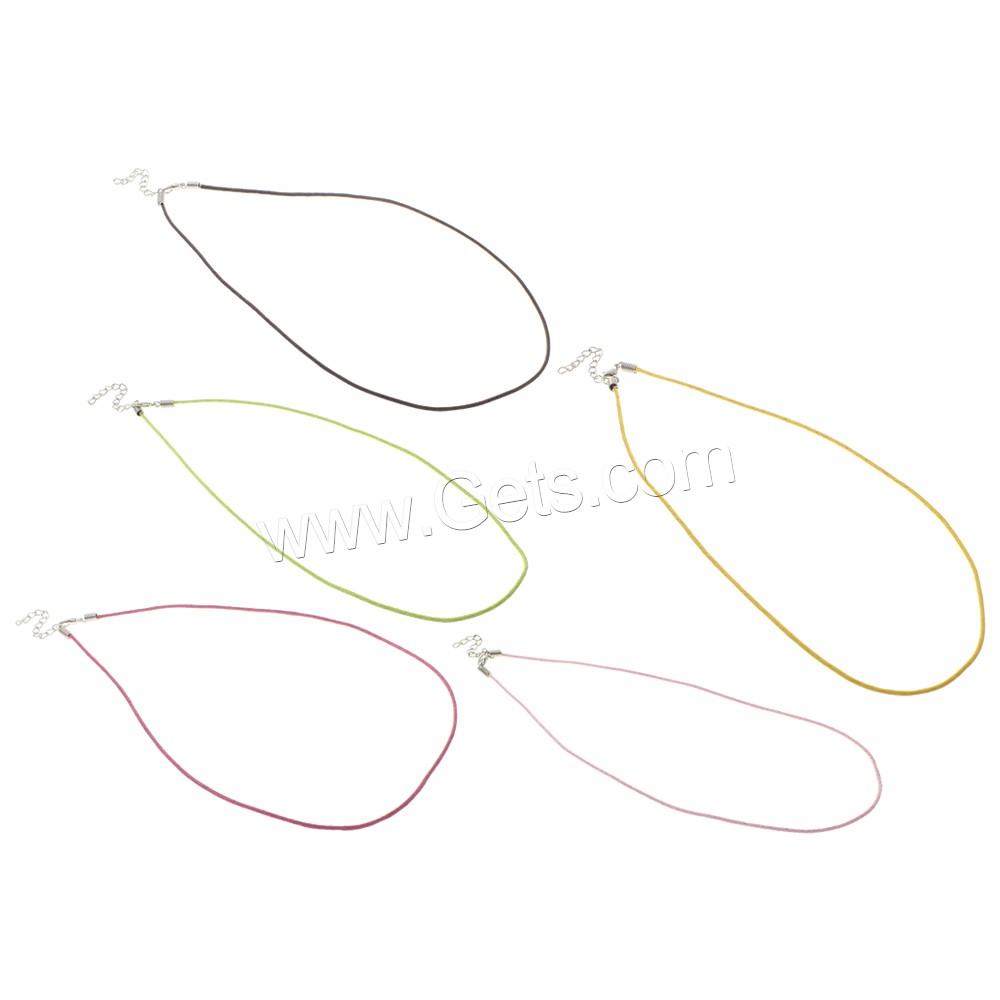 Nylon Necklace Cord, Nylon Cord, with iron chain, zinc alloy lobster clasp, with 4cm extender chain, platinum color plated, different size for choice, more colors for choice, Sold By Strand