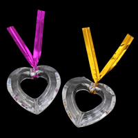 Transparent Acrylic Pendants, with Purl, Heart Approx 2mm 