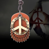 Rindsleder Zinc Alloy Halskette, Kuhhaut, mit Zinklegierung, Frieden Logo, plattiert, einstellbar, 55x34.5mm,39x35mm, Länge:ca. 15.7-23.6 ZollInch, verkauft von Strang