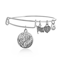 Adjustable Wire Bangle, Zinc Alloy, with Iron, word sister, antique silver color plated, united states flag pattern & with letter pattern, nickel, lead & cadmium free, 65mm, Inner Approx 60mm Approx 7 Inch 