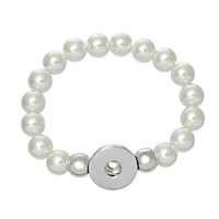 Snap Button Bracelet, Zinc Alloy, with Glass Pearl, platinum color plated, nickel, lead & cadmium free, 10mm, Inner Approx 6mm Approx 8.5 Inch 