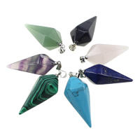 Gemstone Brass Pendants, with brass bail, pendulum, platinum color plated, natural Approx 