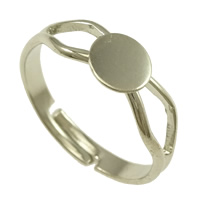 Brass Pad Ring Base, platinum color plated, adjustable, 6mm, US Ring .5 