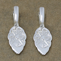 Brass Glue-on Bail, Leaf, thick 925 sterling silver plated, high quality plating and never fade Approx 