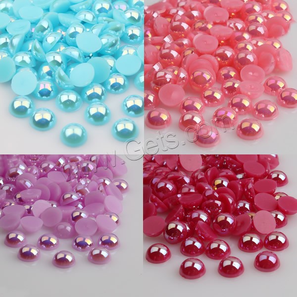 Cabochon de perle en plastique ABS, Plastique ABS perle, dôme, Placage coloré, normes différentes pour le choix & dos plat, plus de couleurs à choisir, Vendu par sac