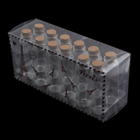 Contenedor de granos de cristal, Vidrio, con tapón de madera, transparente, 22x69mm, 12PCs/Caja, Vendido por Caja