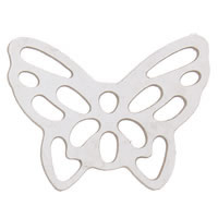 Filigree Stainless Steel Stampings, Butterfly, flat back, original color 