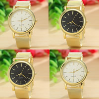 Women Wrist Watch, Zinc Alloy, with Glass & Stainless Steel, Chinese movement, Flat Round, gold color plated, for woman nickel, lead & cadmium free, 40mm Approx 8.5 Inch 