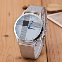 Women Wrist Watch, Zinc Alloy, with Glass & Stainless Steel, Chinese movement, Flat Round, platinum color plated, for woman & with rhinestone, nickel, lead & cadmium free, 40mm Approx 8.5 Inch 