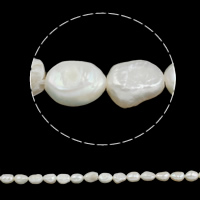 Perla Barroca Freshwater, Perlas cultivadas de agua dulce, Barroco, natural, Blanco, 7-8mm, agujero:aproximado 0.8mm, longitud:aproximado 15 Inch, Vendido por Sarta