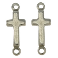 Stainless Steel Charm Connector, Cross, 1/1 loop, original color Approx 1mm 