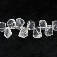 Natürliche klare Quarz Perlen, Klarer Quarz, Klumpen, 13-21x16-26x6-8mm, Bohrung:ca. 1mm, Länge:ca. 15 ZollInch, ca. 35PCs/Strang, verkauft von Strang