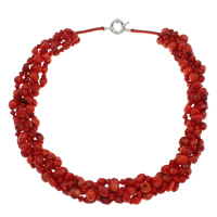 Natural Coral Necklace, brass spring ring clasp , reddish orange 4-8mm Approx 20.5 Inch 