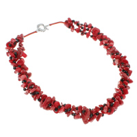Natural Coral Necklace, with Crystal, brass spring ring clasp  & faceted 6-13mm Approx 19.5 Inch 
