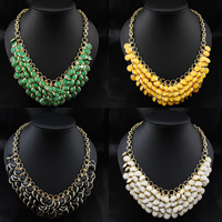 Mode Statement Halskette, Acryl, mit Eisenkette, goldfarben plattiert, Oval-Kette, keine, 18-45mm, Länge:ca. 24 ZollInch, verkauft von Strang