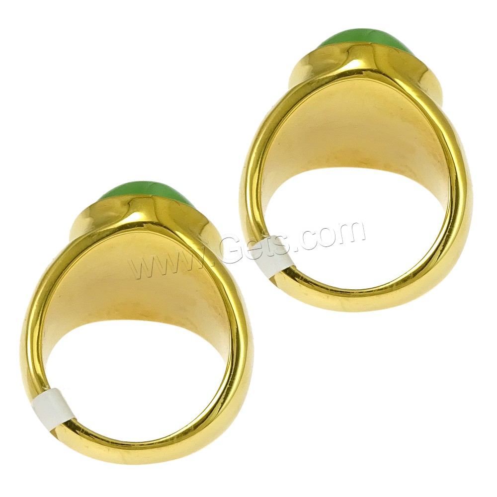 Stainless Steel Finger Ring, with Cats Eye, plated, different size for choice, more colors for choice, 23mm, Sold By PC