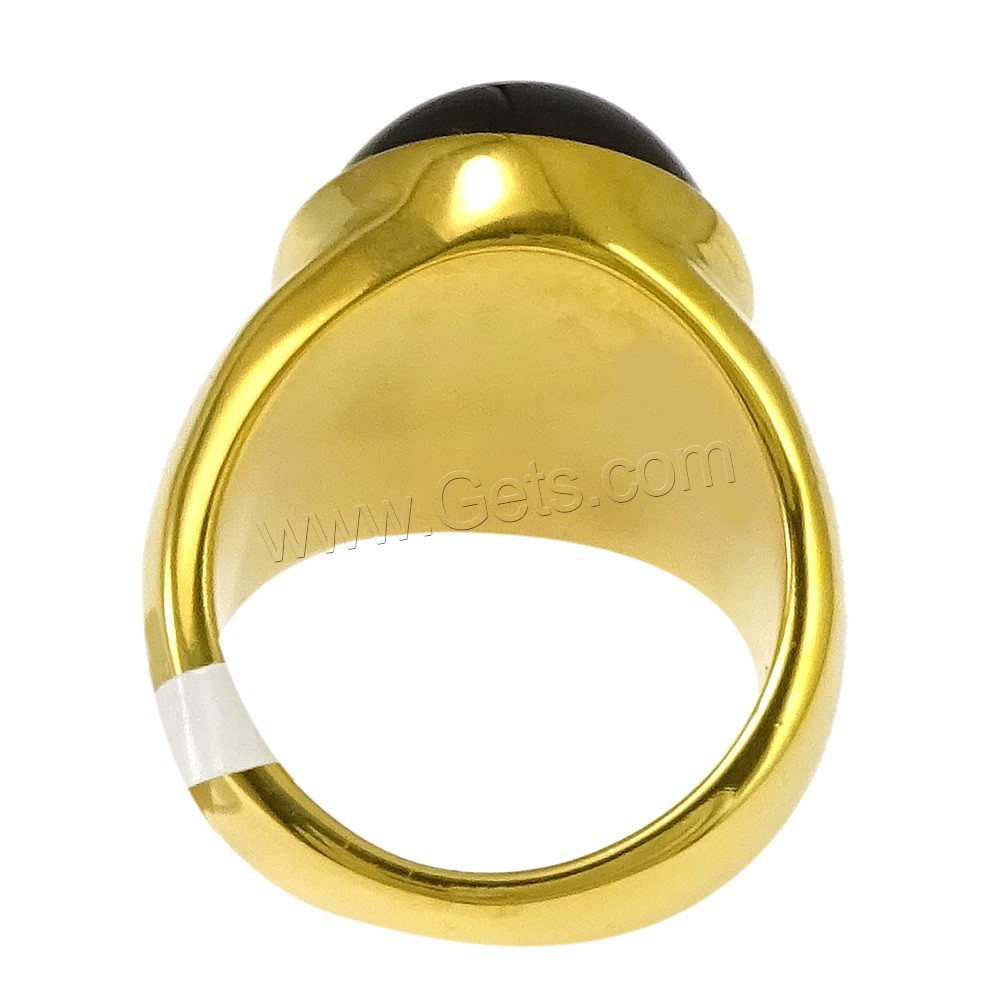 Gemstone Stainless Steel Finger Ring, with Jade Malaysia, gold color plated, natural & different size for choice, red, 22mm, Sold By PC