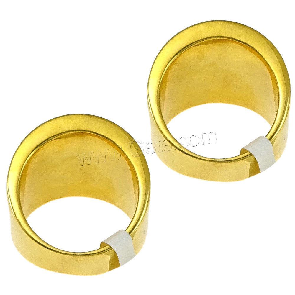 Stainless Steel Finger Ring, with Glass, gold color plated, different size for choice & faceted, black, 19mm, Sold By PC