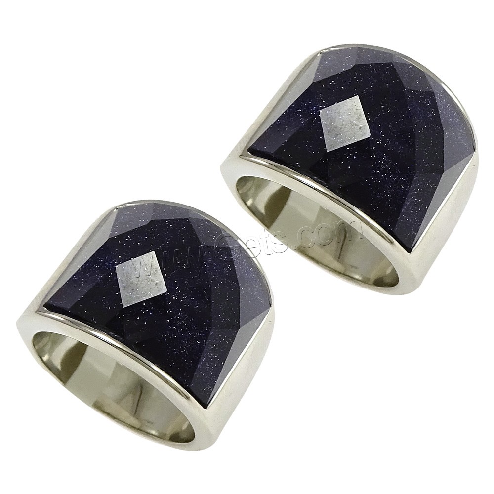 Piedras preciosas de acero inoxidable anillo de dedo, con arena dorada azul, natural, diverso tamaño para la opción & facetas, 19mm, Vendido por UD