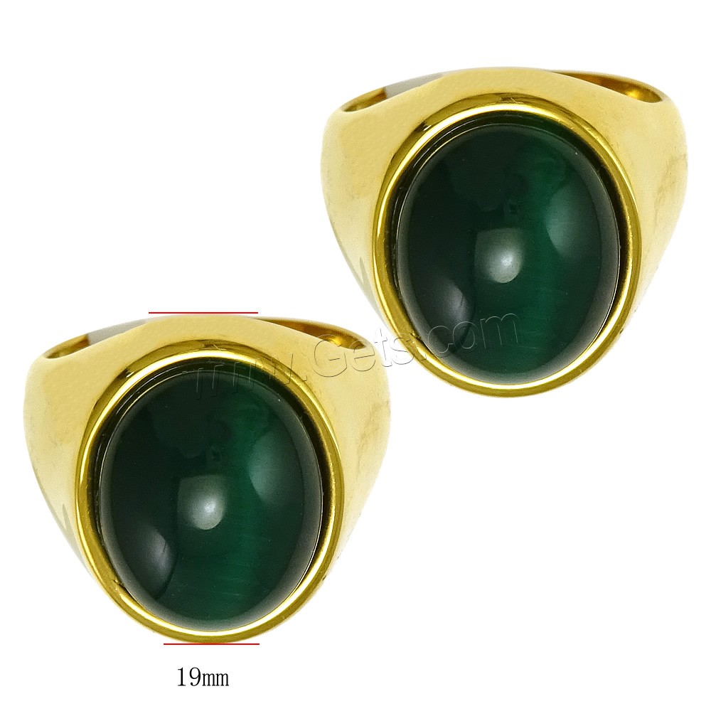 Stainless Steel Finger Ring, with Cats Eye, plated, different size for choice, more colors for choice, 19mm, Sold By PC