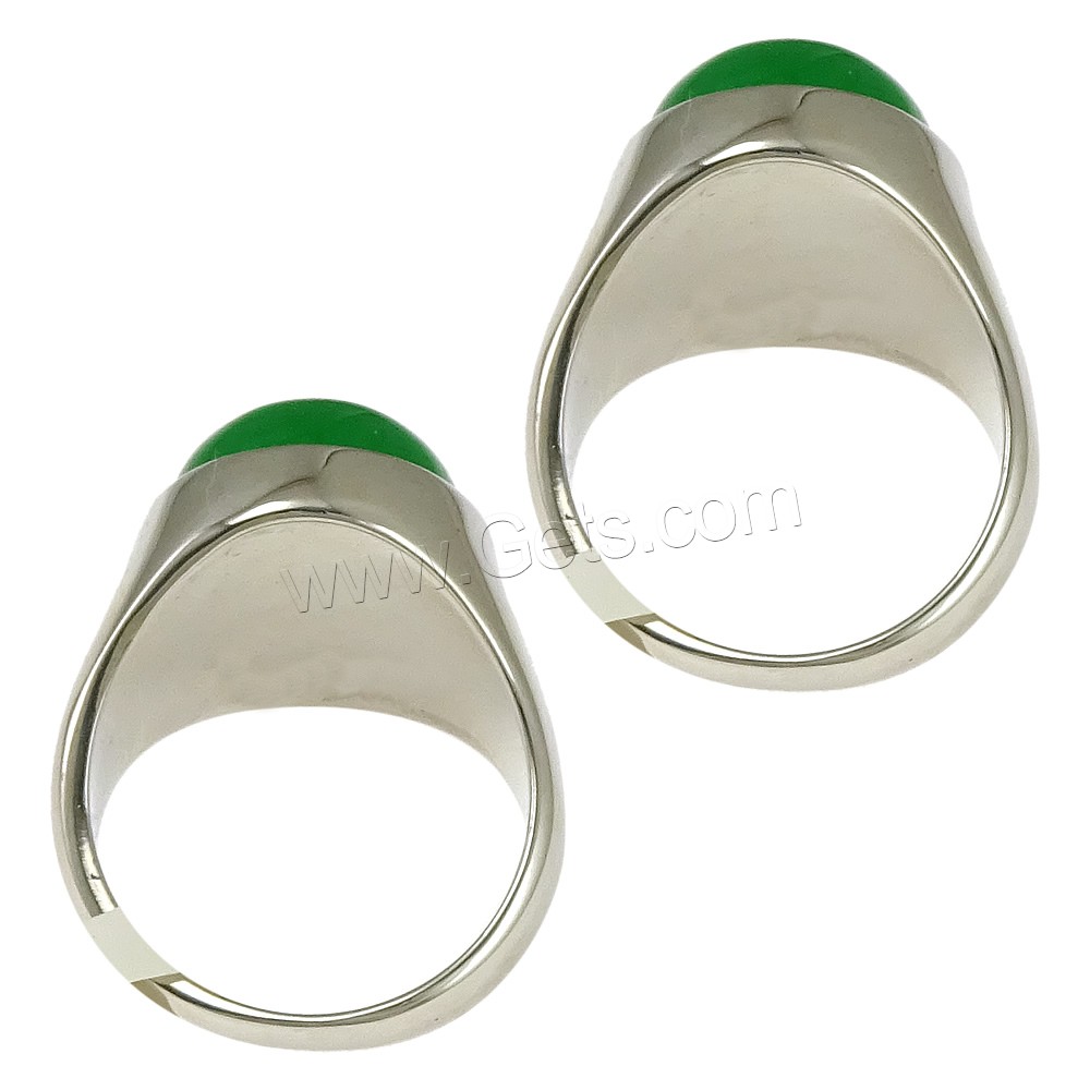Piedras preciosas de acero inoxidable anillo de dedo, con Jade Malasia, natural, diverso tamaño para la opción, verde, 19mm, Vendido por UD