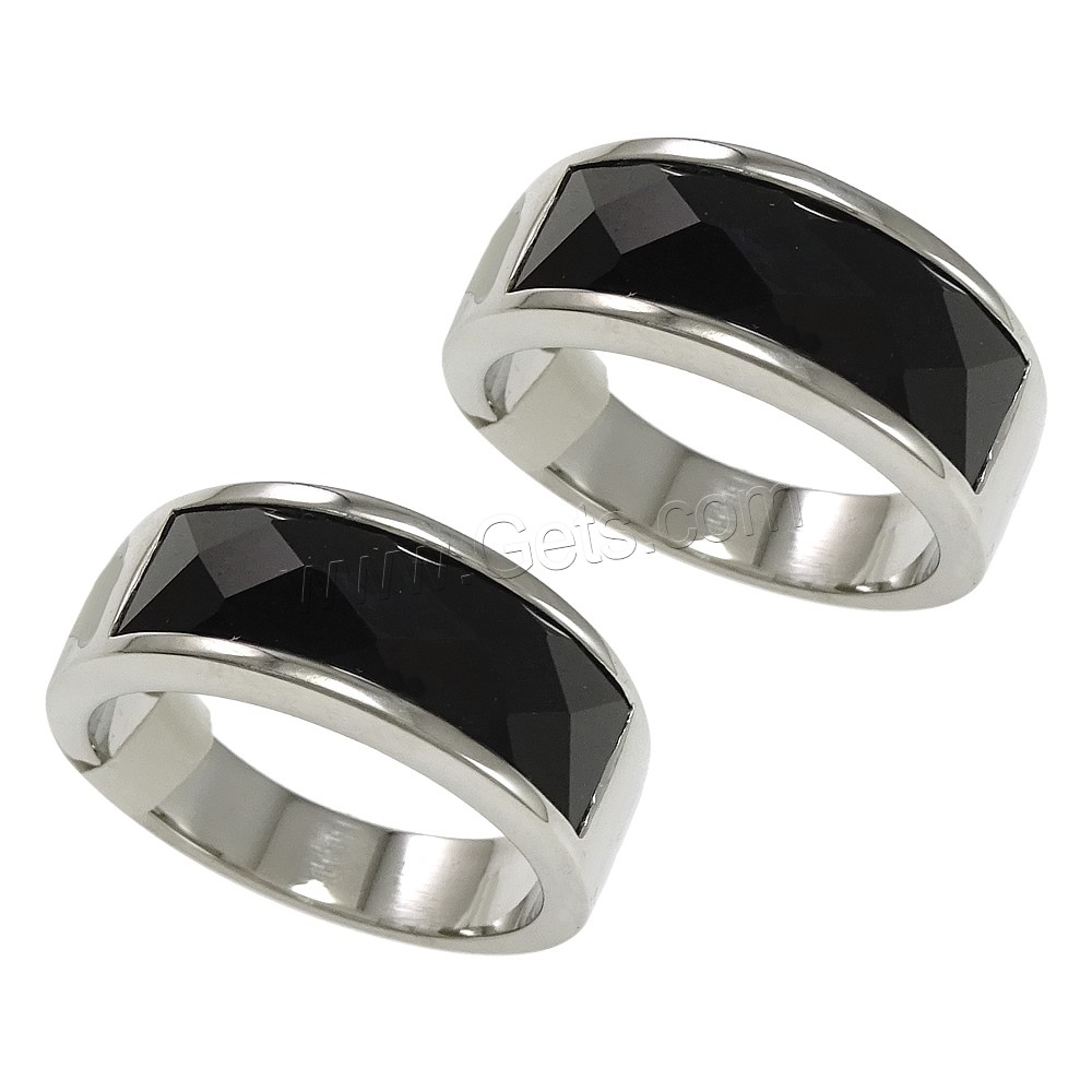 Stainless Steel Finger Ring, with Glass, plated, different size for choice & faceted, more colors for choice, 8mm, Sold By PC
