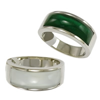 Stainless Steel Finger Ring, with Cats Eye 8mm 