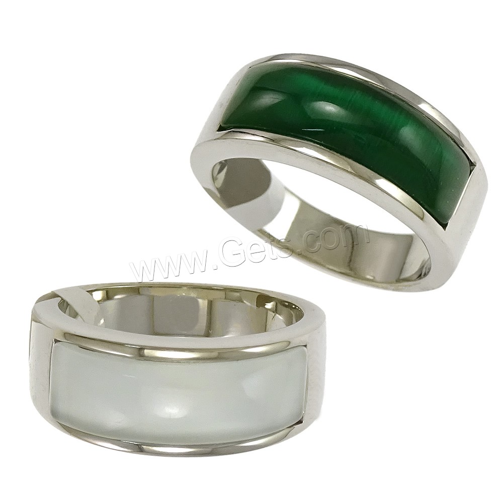 Stainless Steel Finger Ring, with Cats Eye, different size for choice, more colors for choice, 8mm, Sold By PC