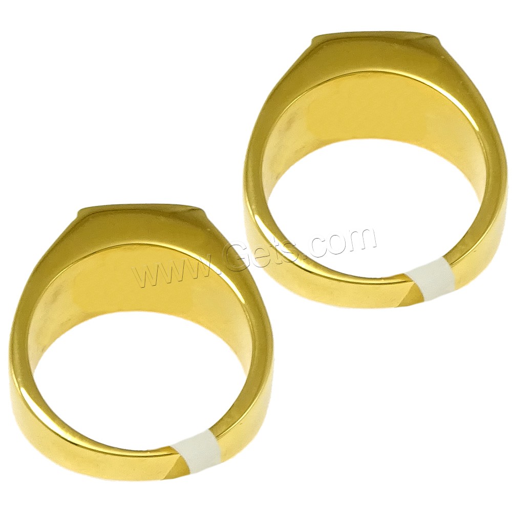 Stainless Steel Finger Ring, with Glass, gold color plated, different size for choice & faceted, blue, 10mm, Sold By PC