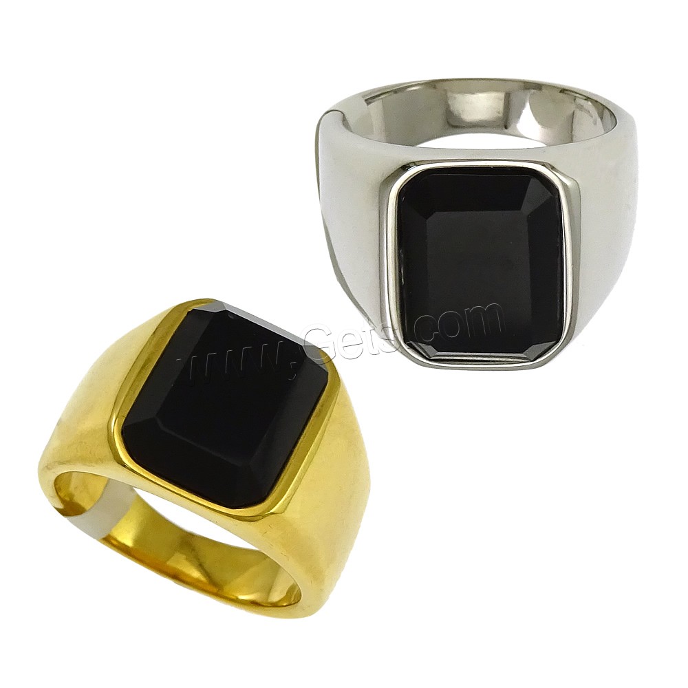 Stainless Steel Finger Ring, with Glass, plated, different size for choice & faceted, more colors for choice, 15mm, Sold By PC