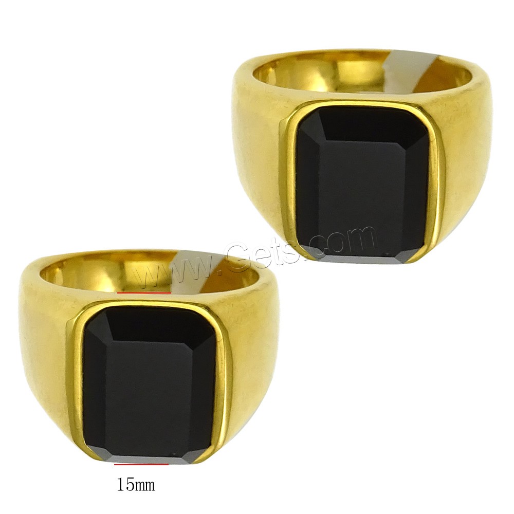 Stainless Steel Finger Ring, with Glass, plated, different size for choice & faceted, more colors for choice, 15mm, Sold By PC