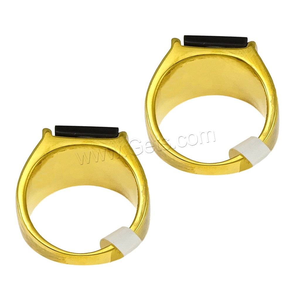 Stainless Steel Finger Ring, with Glass, plated, different size for choice & faceted & blacken, more colors for choice, 13mm, Sold By PC
