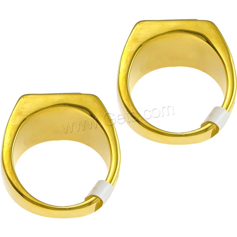 Stainless Steel Finger Ring, with Glass, gold color plated, different size for choice & faceted & blacken, black, 15mm, Sold By PC