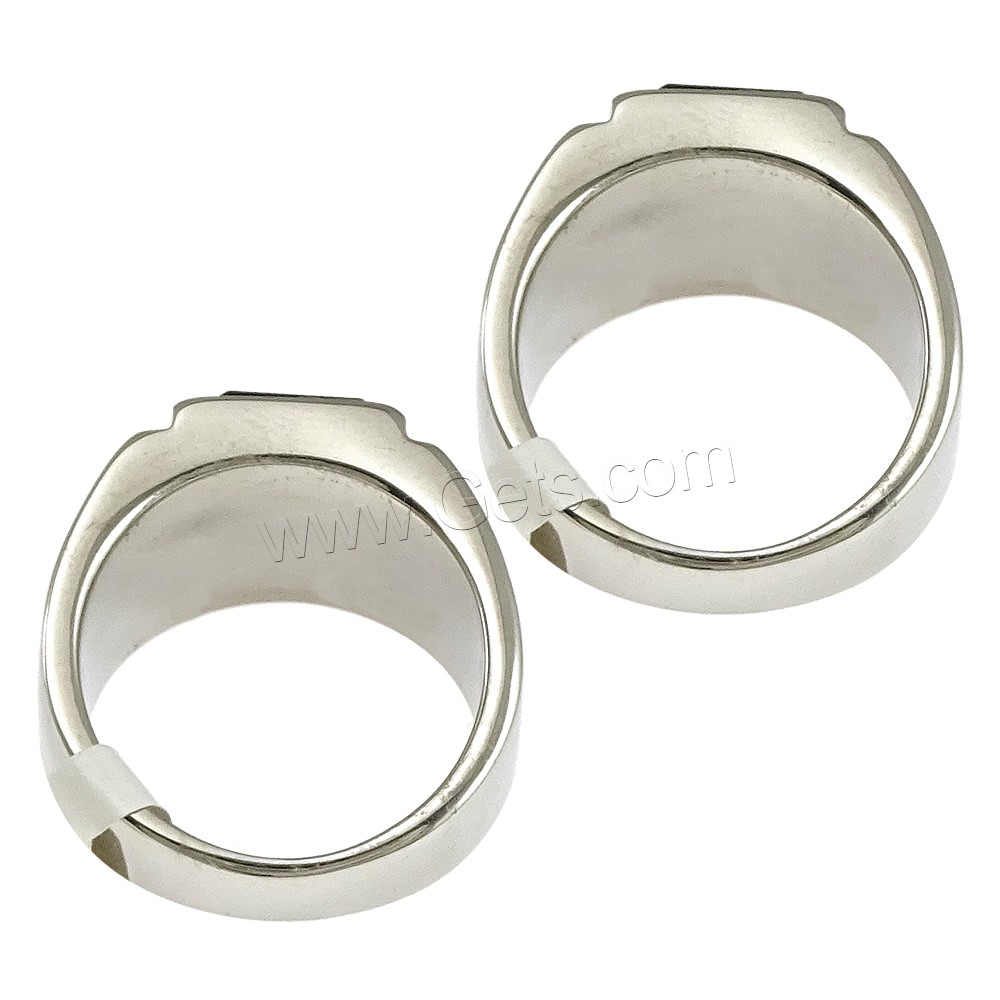 Stainless Steel Finger Ring, with Glass, different size for choice & faceted & blacken, black, 14mm, Sold By PC