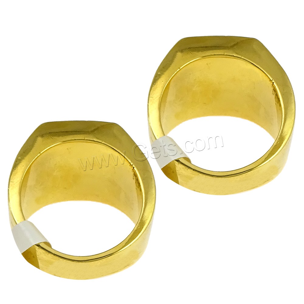 Stainless Steel Finger Ring, with Glass, gold color plated, different size for choice & faceted & blacken, black, 15mm, Sold By PC