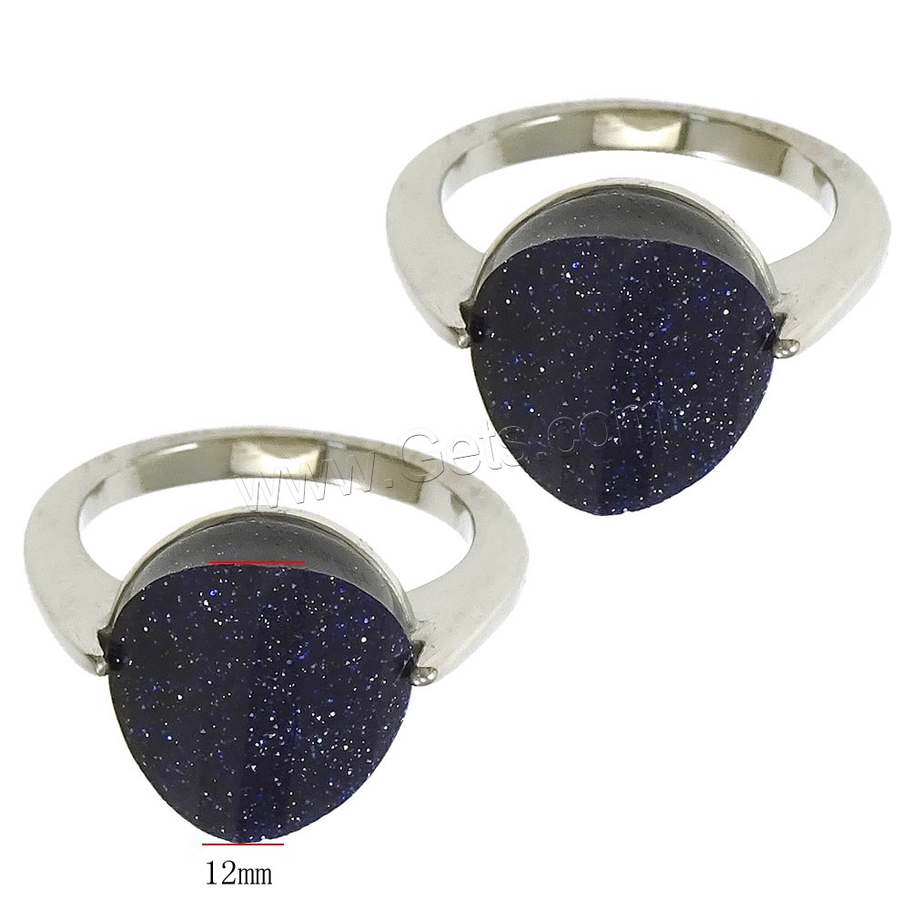 Палец кольца драгоценный камень из нержавеющей стали, нержавеющая сталь, с голубой голдстоун, натуральный, разный размер для выбора, 12mm, продается PC