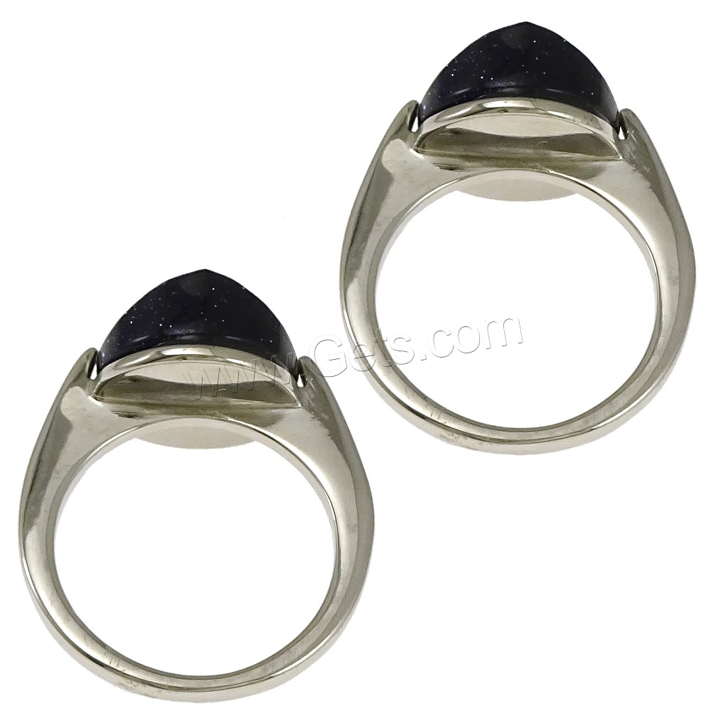 Piedras preciosas de acero inoxidable anillo de dedo, con arena dorada azul, natural, diverso tamaño para la opción, 12mm, Vendido por UD