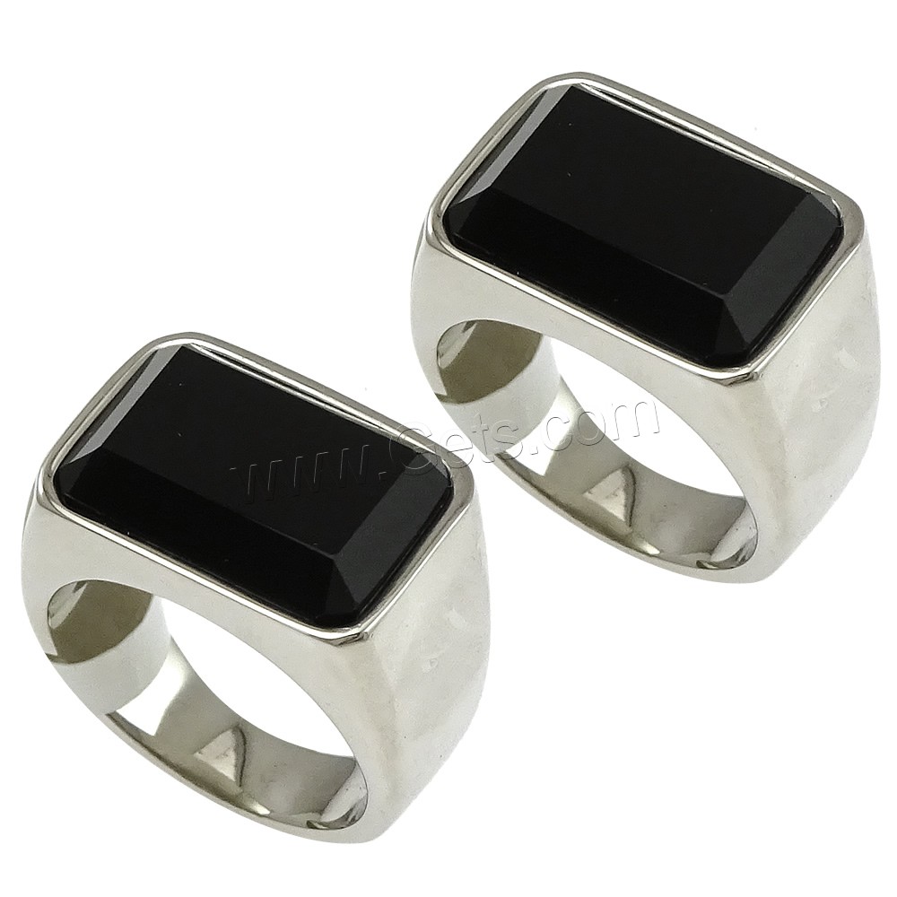 Кольцо из нержавеющей стали, нержавеющая сталь, с Стеклянный, разный размер для выбора & граненый, черный, 13mm, продается PC