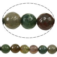 Perle agate indienne naturelle , Rond, multiple tailles pour le choix & facettes, couleurs mélangées Environ 1-1.5mm Environ 15 pouce, Vendu par brin
