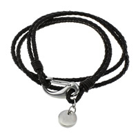 Cowhide Bracelets, 316 stainless steel lobster clasp 3mm Approx 18 Inch [