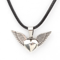 PU Leather Cord Necklace, Zinc Alloy, with PU Leather, with 5cm extender chain, Winged Heart, antique silver color plated, nickel, lead & cadmium free Approx 17 Inch 