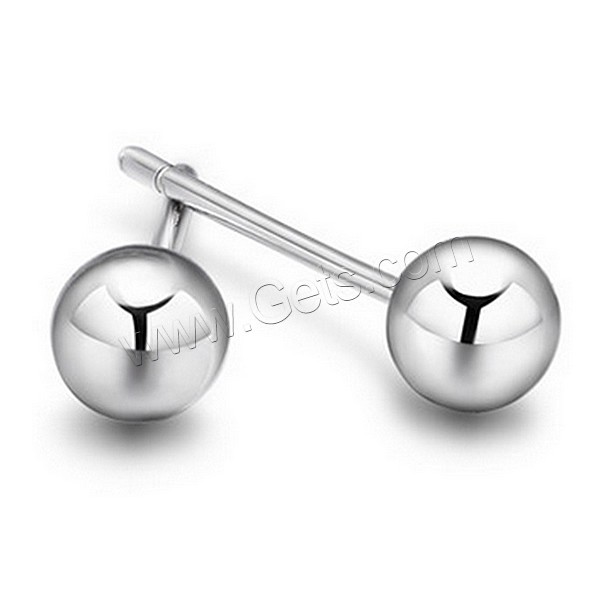 Brass Stud Earring, Round, platinum plated, different size for choice, Sold By Pair