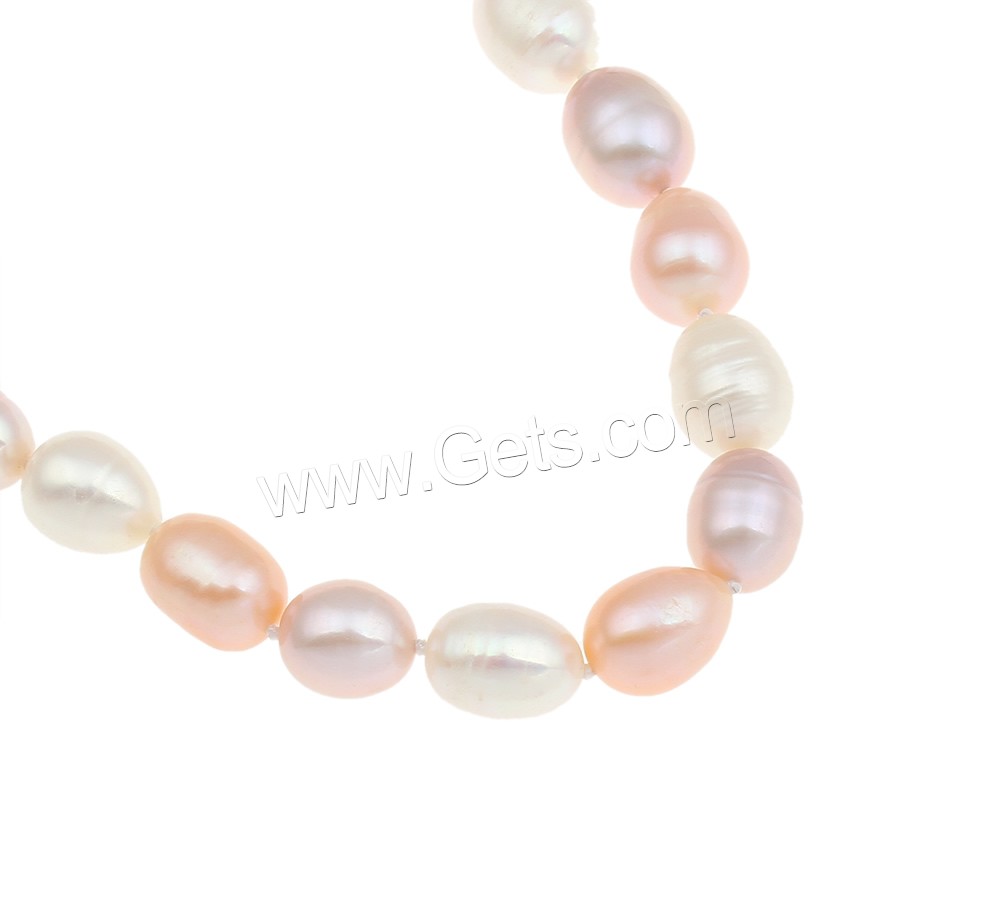 Natural Freshwater Pearl Necklace, brass clasp, Rice, different length for choice & different styles for choice, multi-colored, 9-10mm, Sold By Strand