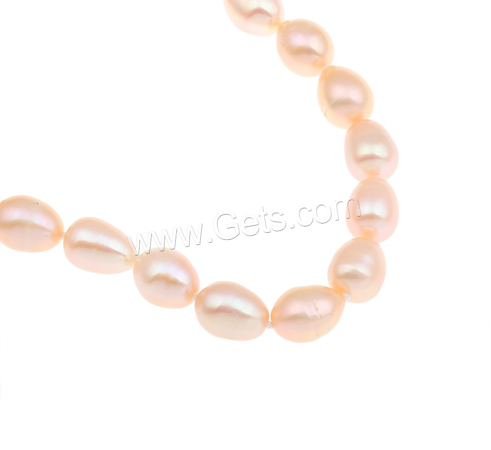 Natural Freshwater Pearl Necklace, brass clasp, Rice, different length for choice & different styles for choice, pink, 9-10mm, Sold By Strand