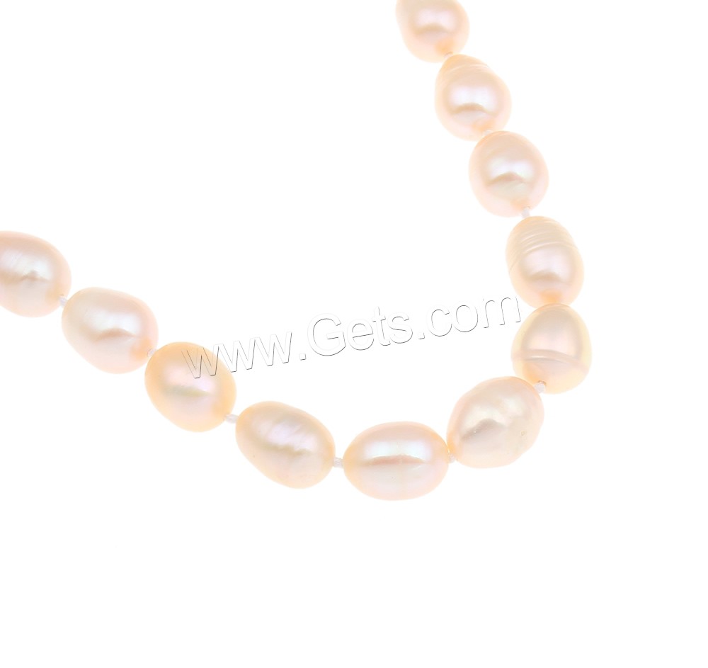 Natural Freshwater Pearl Necklace, brass clasp, Rice, different length for choice & different styles for choice, pink, 8-9mm, Sold By Strand
