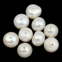 Button Cultured Freshwater Pearl Beads, natural, white, 9-10mm Approx 0.8mm 