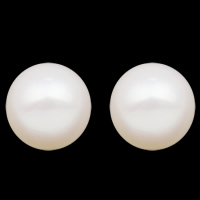 No Hole Cultured Freshwater Pearl Beads, Round, natural, white, Grade AA, 8mm 