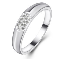 Cubic Zirconia Micro Pave Sterling Silver Finger Ring, 925 Sterling Silver & micro pave cubic zirconia, 4mm 
