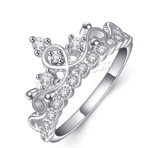 立方のジルコニア純銀指のリング, 92.5％純度シルバー, 王冠, 異なるサイズの選択 & キュービックジルコニアのある, 10mm, 売り手 パソコン