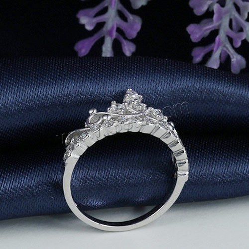 Cubic Zirconia anillo de dedo de plata esterlina, plata de ley 925, Corona, diverso tamaño para la opción & con circonia cúbica, 10mm, Vendido por UD